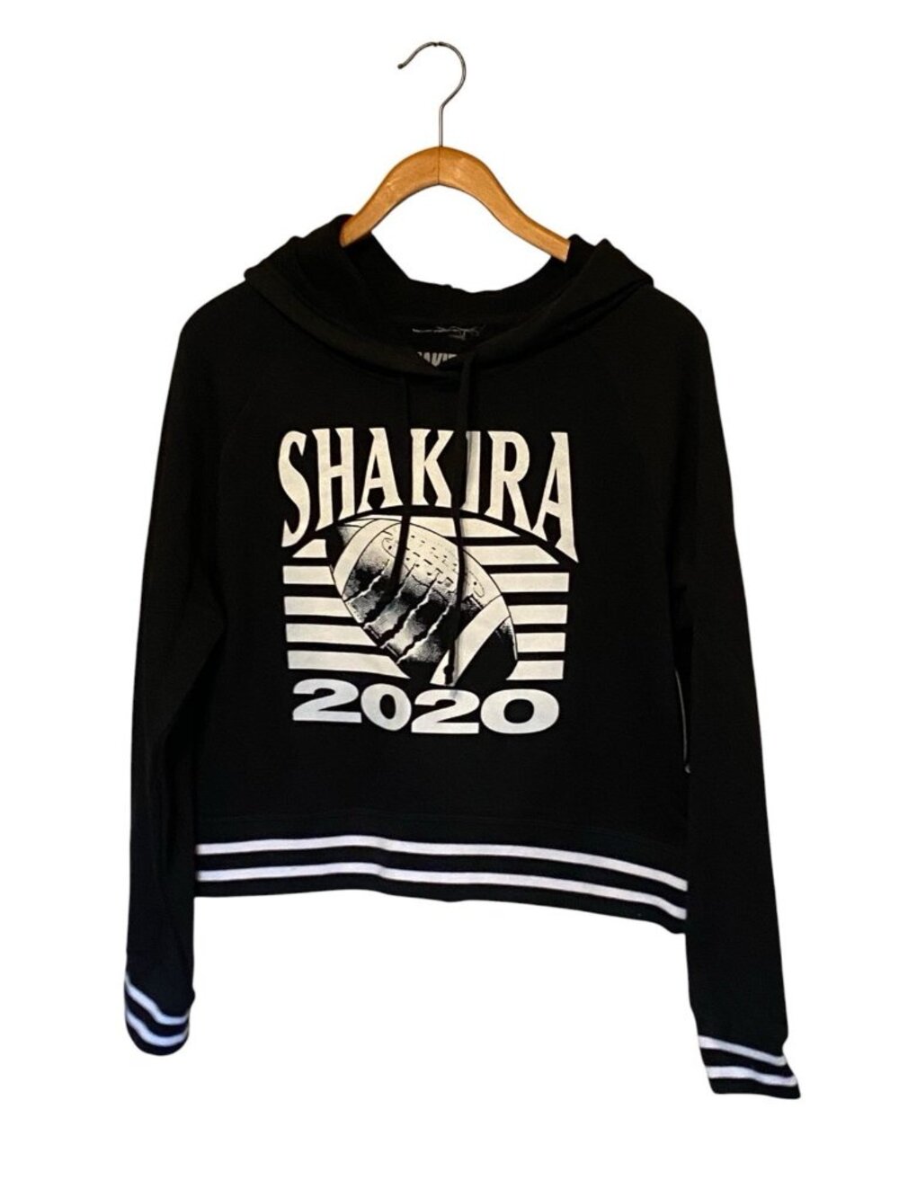 Shakira Women's L Black Cropped Hoodie Pullover Tour Merch Made USA NWOT